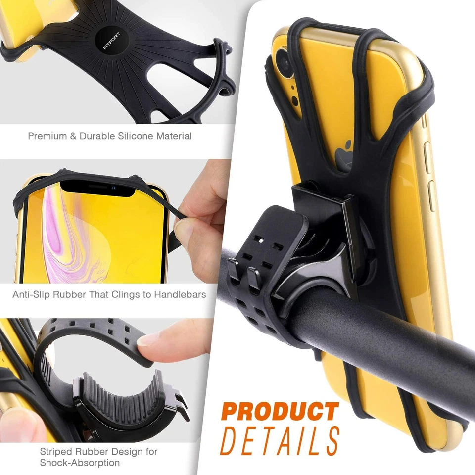 Silicone Detachable 360 Cell Phone Mount Holder For Bicycle  Motorcycle MTB Bike - Image 2 of 4