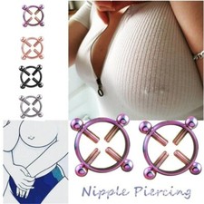 2PCS Non-Piercing Screw On Nipple Rings Adjustable Fake Nipple Piercing Jewelry