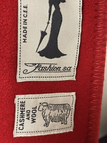 Fashion Sa Cashmere & Wool Red Coat Size Eur 46 - Picture 3 of 6