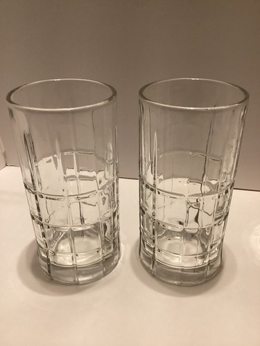 VINTAGE ANCHOR HOCKING Tartan Manchester Plaid Clear Tumblers Set Of 4: 6 1/8” - Picture 5 of 15
