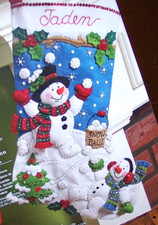 Bucilla "SNOWMAN GAMES" Felt Christmas Stocking Kit 18" OOP Factory Direct