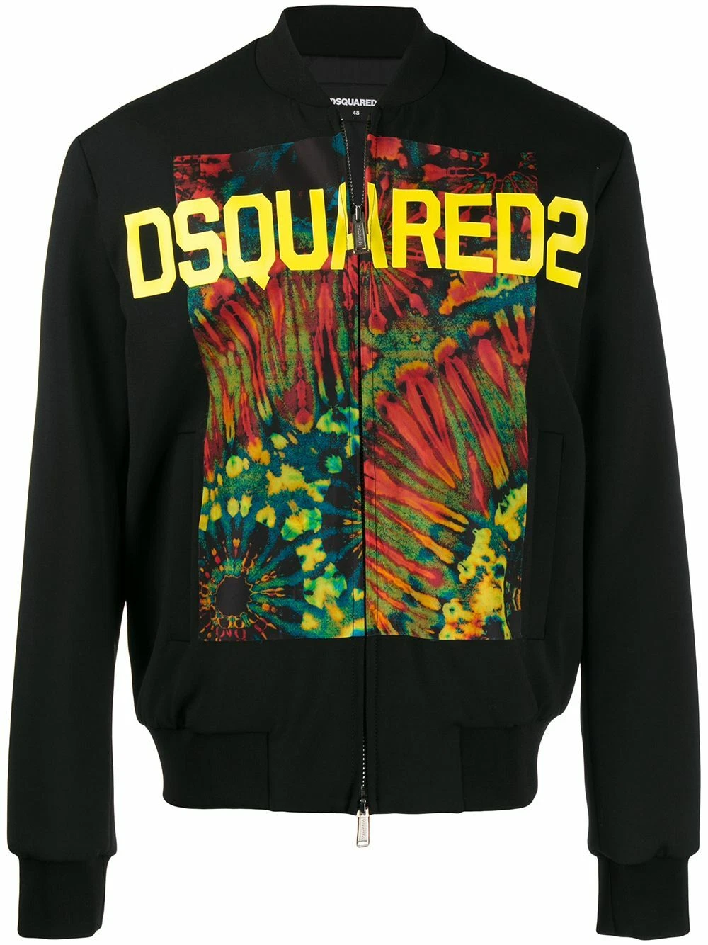 "DSQUARED2 GIACCA BOMBER STAMPA TIE COLORANTE NERA ""NUOVA"