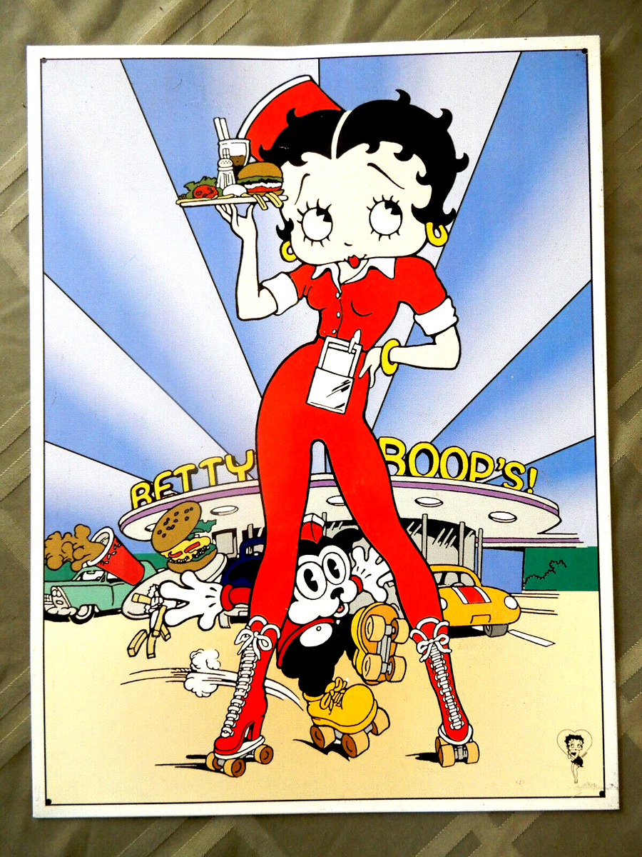 BETTY BOOP Waitress BIMBO Dog WALL ART Decor METAL TIN SIGN Plaque