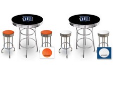 MLB Black Bar Table Set Team Logo Table Top Backless Colored Vinyl Swivel Seats 