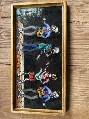 Rock Band Gift Custom De Los Muertes Reverse Glass Miniature Painting Calivilca - Picture 4 of 10