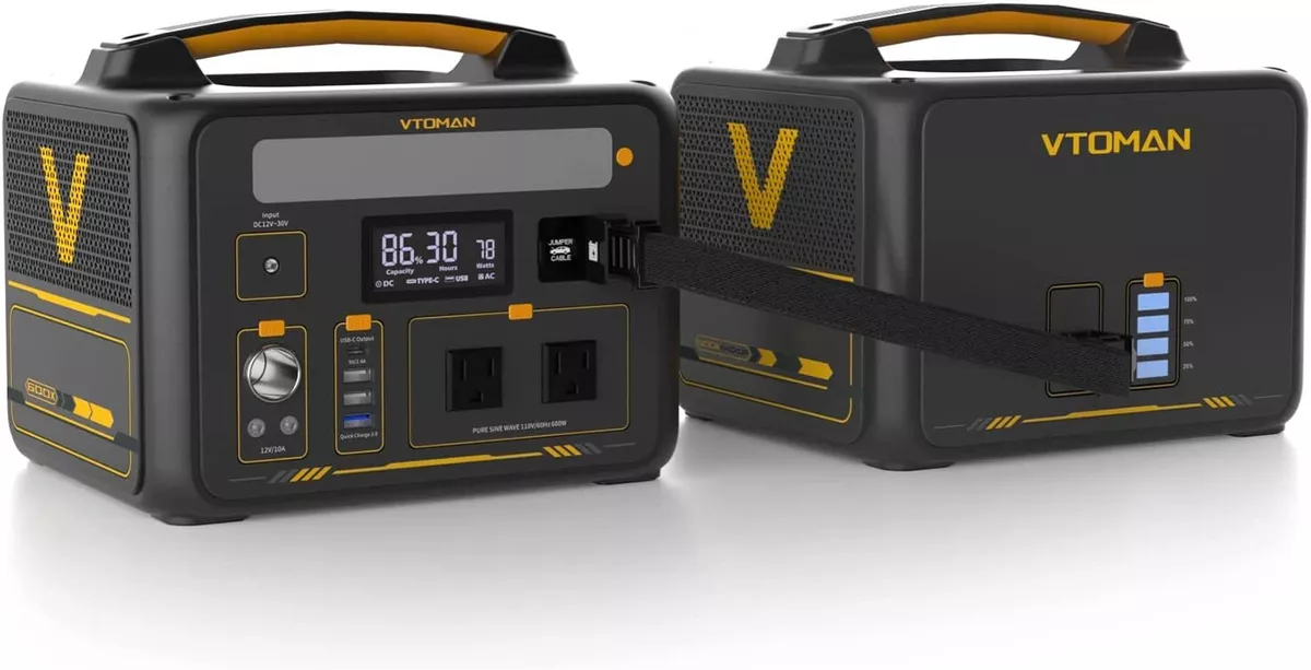 VTOMAN Jump 600X Portable Power Station with Extra Battery, 600W/939Wh LiFePO4