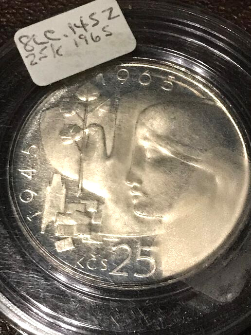 elf Czechoslovakia 25 Korun 1965 WWII Dove  Proof in Original Capsule