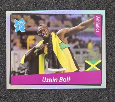 USAIN BOLT #65 FOIL RC ROOKIE - 2012 OLYMPICS PANINI STICKER