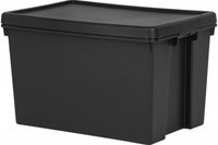 Wham Bam Heavy Duty Storage Box 62L – Strong Plastic Trunk with Clip Lid – Black