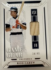 2019 National Treasures Rod Carew Game Gear Game Used Bat #34/49 GGM-RC