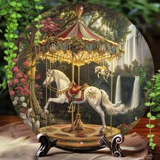 Vintage Carousel Horse Classic Style Tin Metal Signs Home Décor 8x8 