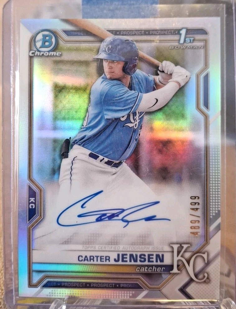 2021 CARTER JENSEN 1st Bowman Chrome Draft Auto Silver Refractor Autograph /499