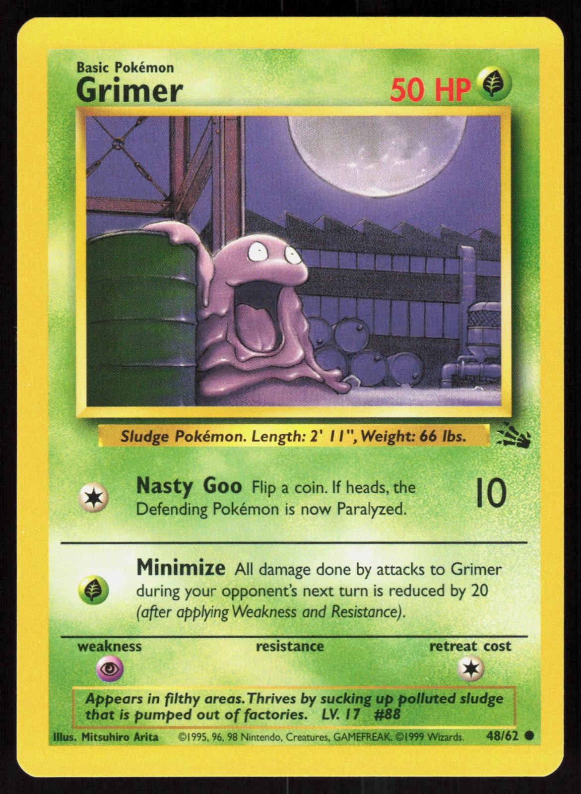 Grimer 48/62 1999 Common Fossil Pokemon Unlimited