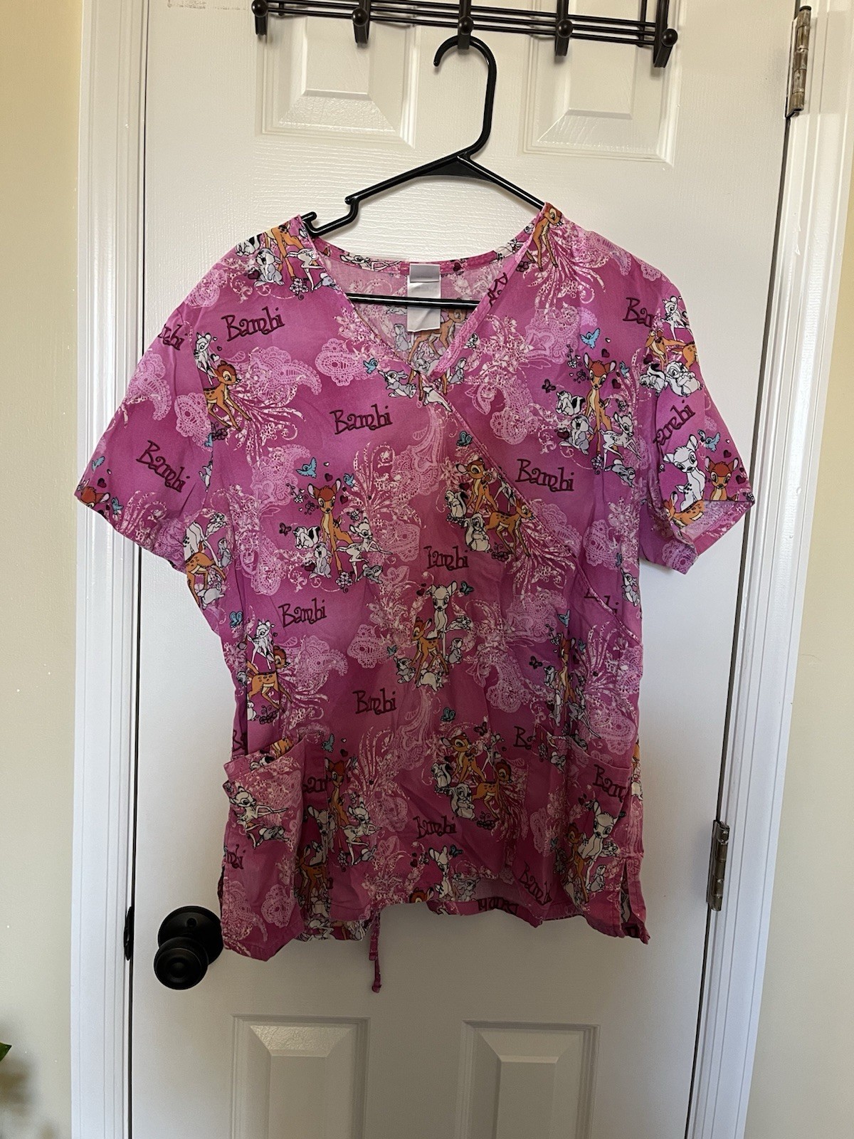 Disney & White Cross Women's XL Cartoon Scrub Tops Lot of 5 Assorted Colors