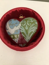 Pier 1 Christmas Tree Ornament 2007 Li Bien Reverse Hand Painted Love Peace Box