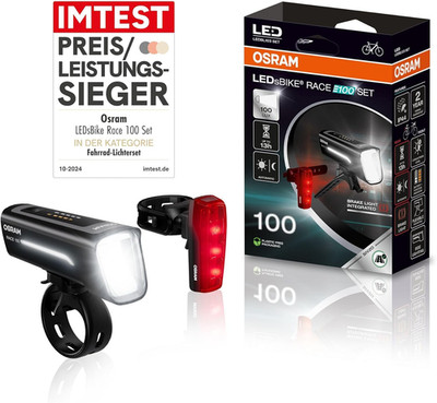 OSRAM Ledsbike Race 100 Set, Wiederaufladbares Fahrradlichtset, Stvzo-Zugelassen