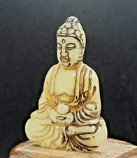 Antica statua ciondolo di Buddha Dhyana Mudra giada hetiana meditazione cinese