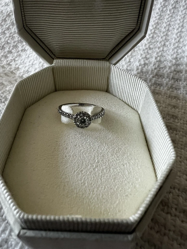 Кольцо-солитер Swarvoski Eternity с ореолом выращенные в лаборатории бриллианты 0,45 карата tw - Изображение 4 из 4