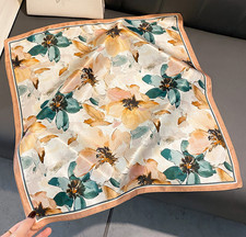 100 Silk Mulberry Scarf Bandana flower Print 53X53cm Shawl Neckerchief Wrap new