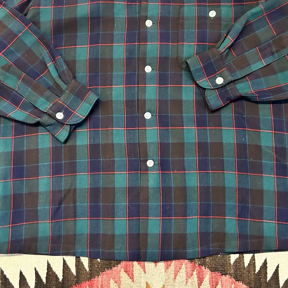 Camisa a Cuadros Pendleton 'Sir Pendleton' De Colección Años 60 Talla L Cuello de Campamento -Verde/Azul Marino Foto 3 de 4
