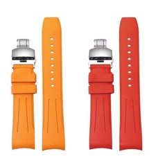 Smart Bracelet 18 19 20 21 22 24mm Watch Strap Band Curved End FKM Fluoro Rubber