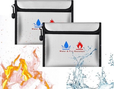 Feuerfeste Tasche Dokumententasche - 2 Set Kleine Feuerfeste Geldtasche 23 x