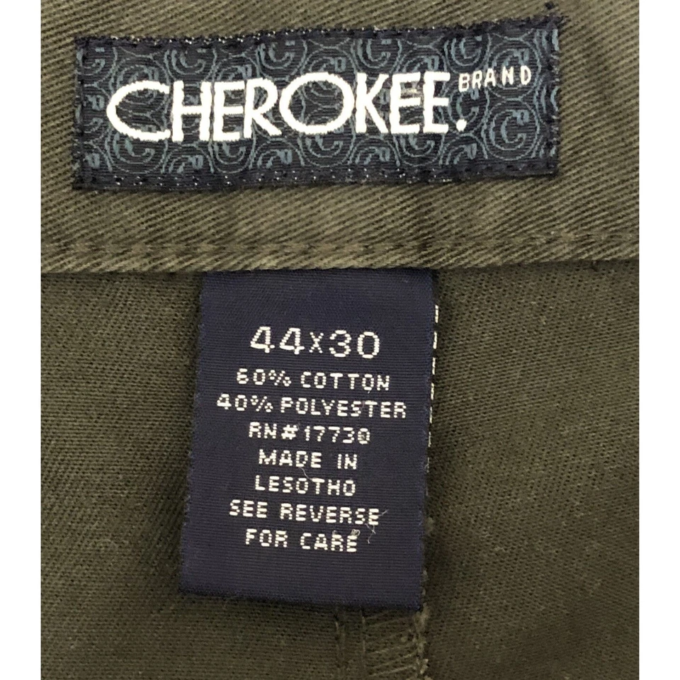 Pantalones de trabajo Cherokee para hombre talla 44x30 verde bosque plisado delantero pierna cónica Foto 2 de 4