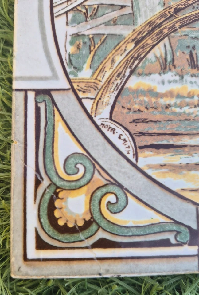 Antigua obra de arte de azulejos Minton ingleses de 1880 cuatro estaciones de John Moyr Smith 6 pulgadas Foto 3 de 4