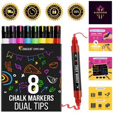 8 Vibrant Liquid Chalk Markers - Dual Tip, Quick-Drying, Ideal for All Surfaces
