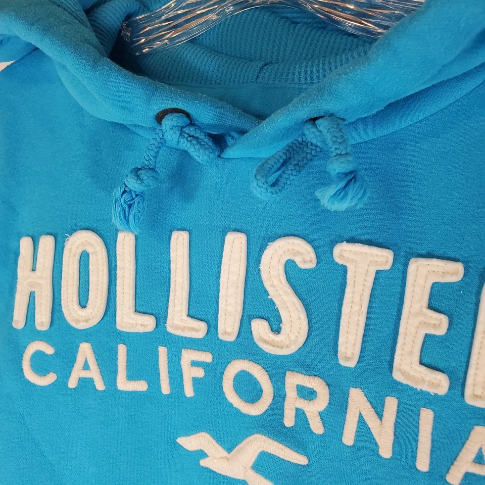 Sudadera con capucha de bolsillo HOLLISTER California para mujer talla pequeña azul océano Foto 4 de 4