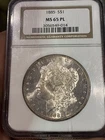 GEM 1885 P MS 65 PL Proof Like  Morgan Silver Dollar Near DMPL Mirror Eye Appeal