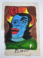Pablo Picasso COA Art Painting Original Drawing Vintage Paper Signed