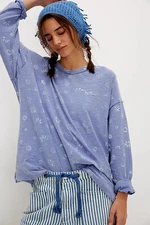 Free People We The Free Backyard Tee Oversized Crew Neck Floral Printed Top L