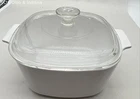 Corning Ware A-3-B 3L White Covered Casserole Dish Pyrex Lid A-9-C Vintage