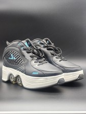 2-in-1 Roller Skates Shoes Retractable 4 Wheels Sneakers Size 8 Black/white