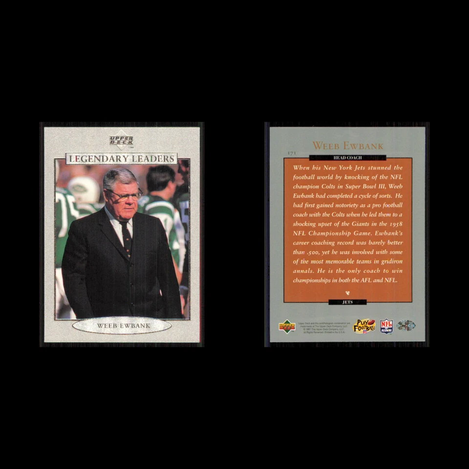 Weeb Ewbank #171 1997 Upper Deck Legends Legendary Leaders New York Jets Card NM - Image 3 of 3