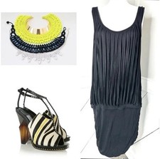 BLACK LUSH STRETCHY CUT OUT DRESS   - PRELOVED -SIZE LARGE  