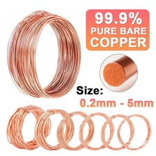 Pure Copper Wire Bare Uncoated Round Solid Copper Wire Assorted Sizes  0.2mm-5mm