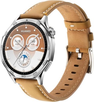 Soft Genuine Leather Strap Compatible with Samsung Galaxy Watch 46mm, Yellow Bro