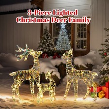 3Piece Christmas Weather Proof Reindeer Family Set for In/Outdoor Holiday Decor