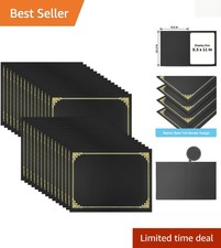 30 Heavy-Duty Black Diploma Covers with Gold Trim, Fits Standard Certificates