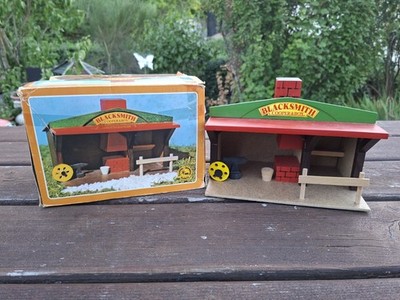 Blacksmith Schmiede Westernhaus Holz Elastolin 7639 mit OVP Vintage 60er Siso