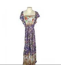 Guadalupe sundress maxi length size Medium Summer boho dress mixed print tiered