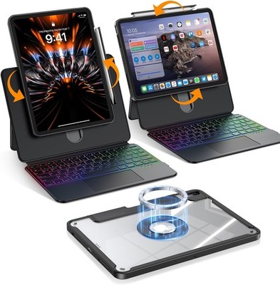 Magnetic iPad Pro 13 Inch M5/M4 2025/2024 Case with Keyboard, Clear Splitfolio D