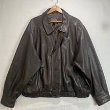 VTG Eddie Bauer Leather Bomber Jacket Mens XXL Brown Outdoor Outfitters Zip Coat