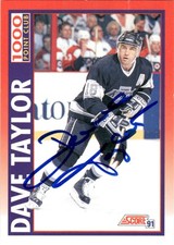 1991-92 Autographed Score Signed Card Dave Taylor Los Angeles Kings #264