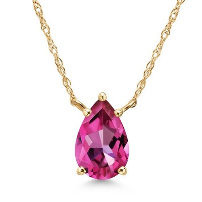 14K Yellow Gold Pure Pink Mystic Topaz Pendant Necklace for Women | 1.37 Cttw |