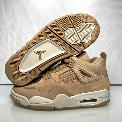 Nike Women's Air Jordan 4 Retro Shoes Cozy Girl Hemp Light Brown