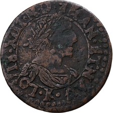 [#1260828] France, Louis XIII, Double Tournois, Double tournois, buste laurée et