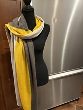 Zegna Baruffa Merino Wool Colorblock Scarf Brown Yellow Beige Made in Italy